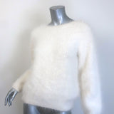 Saint Laurent Button-Back Angora Sweater Cream Size Medium