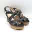 Prada Cork Platform Crisscross Sandals Black Leather Size 36.5 Slingback Heels