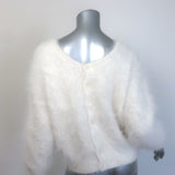 Saint Laurent Button-Back Angora Sweater Cream Size Medium