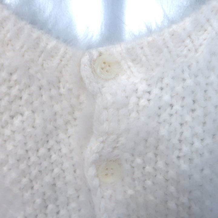 Saint Laurent Button-Back Angora Sweater Cream Size Medium