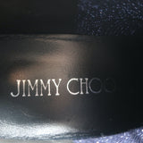 Jimmy Choo Norway Fur Pom Pom Sneakers Navy Lurex Knit Size 35