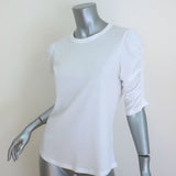 Veronica Beard Waldorf Ruched-Sleeve Tee White Cotton Jersey Size Small NEW