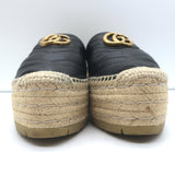 Gucci GG Marmont Platform Espadrille Slide Mules Black Quilted Leather Size 37