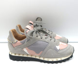Valentino Soul Rockstud Sneakers Pink Camo & Gray Suede Size 35