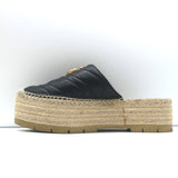 Gucci GG Marmont Platform Espadrille Slide Mules Black Quilted Leather Size 37