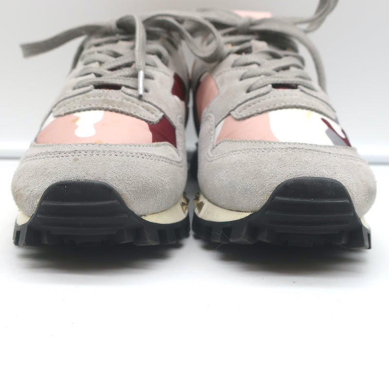 Valentino Soul Rockstud Sneakers Pink Camo &amp; Gray Suede Size 35