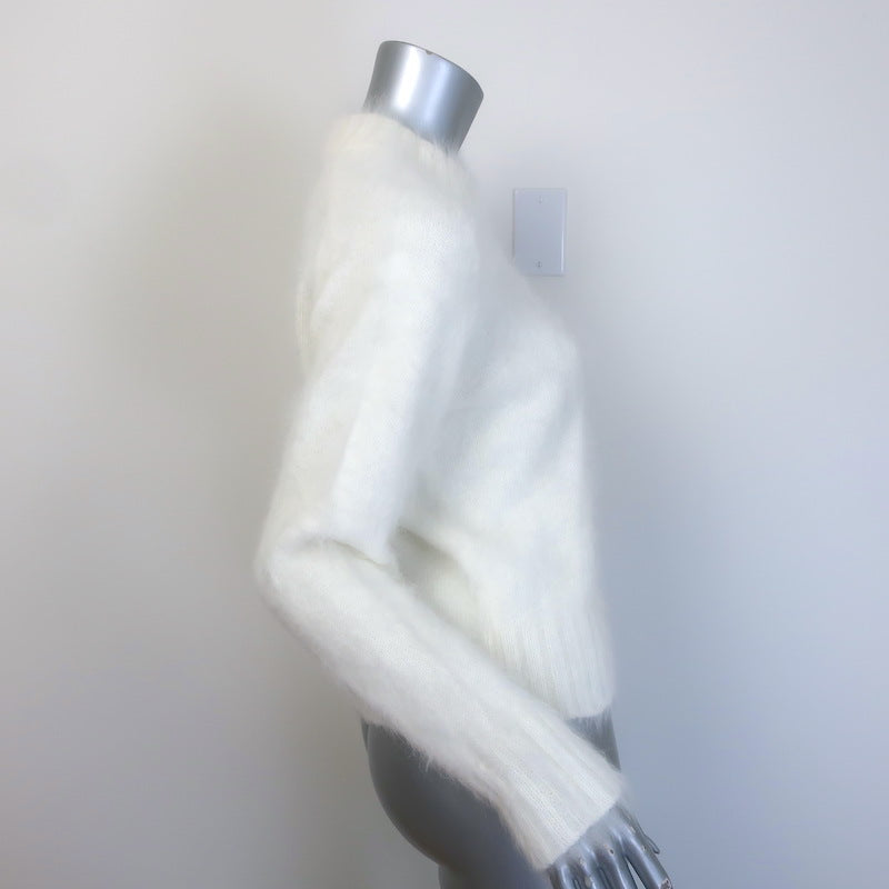 G. Label by goop Angora Crewneck Sweater White Size Medium