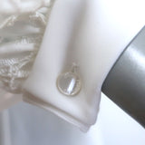 Anne Fontaine Cecilia Lace-Sleeve Blouse White Crepe Size 44 Button-Down Top