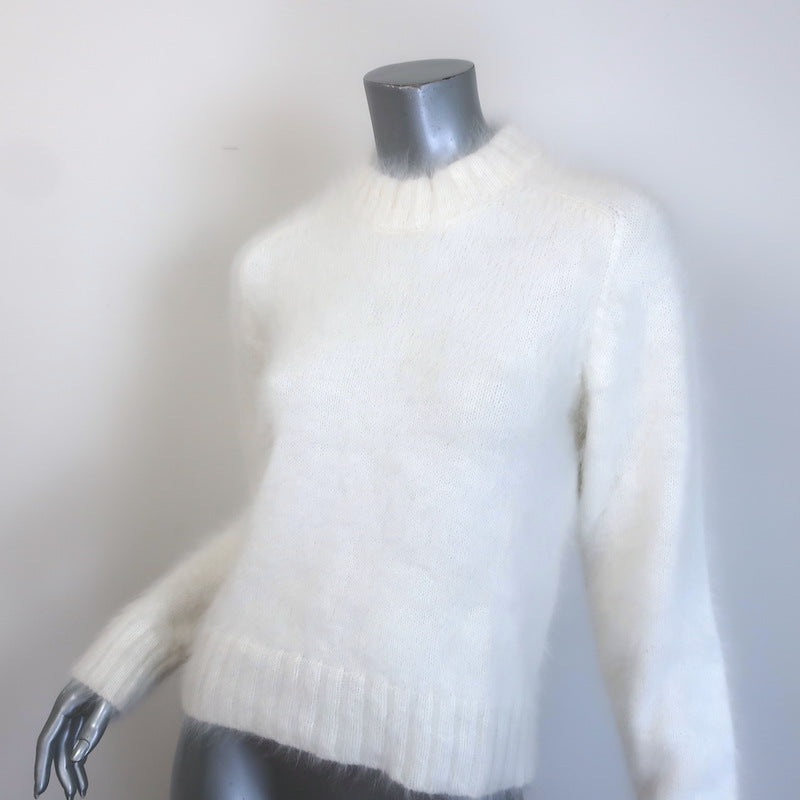 G. Label by goop Angora Crewneck Sweater White Size Medium