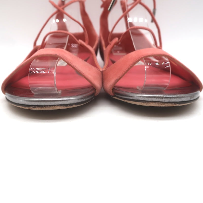 Jimmy Choo Vernie Lace-Up Flat Sandals Salmon Suede Size 38