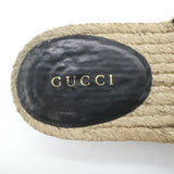 Gucci GG Marmont Platform Espadrille Slide Mules Black Quilted Leather Size 37