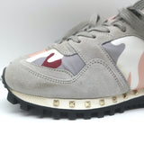 Valentino Soul Rockstud Sneakers Pink Camo & Gray Suede Size 35