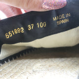 Gucci GG Marmont Platform Espadrille Slide Mules Black Quilted Leather Size 37