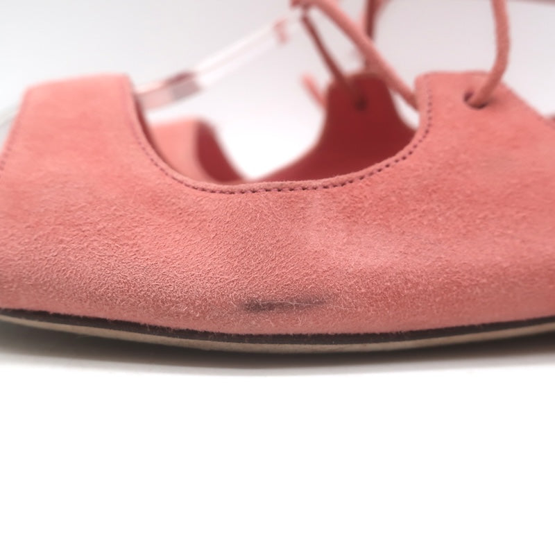 Jimmy Choo Vernie Lace-Up Flat Sandals Salmon Suede Size 38
