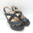 Prada Crisscross Platform Sandals Black Leather Size 36.5 Slingback Heels