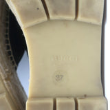 Gucci GG Marmont Platform Espadrille Slide Mules Black Quilted Leather Size 37