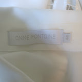 Anne Fontaine Cecilia Lace-Sleeve Blouse White Crepe Size 44 Button-Down Top