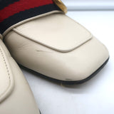 Gucci Peyton GG Marmont Pearl-Heel Loafer Pumps Cream Leather Size 36