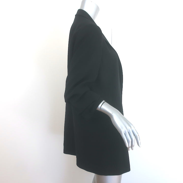 Lafayette 148 Cole Ruched-Sleeve Blazer Black Crepe Size Medium