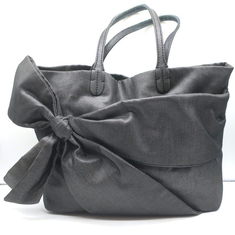 Valentino Bow Tote Dark Gray Coated Canvas Medium Shoulder Bag