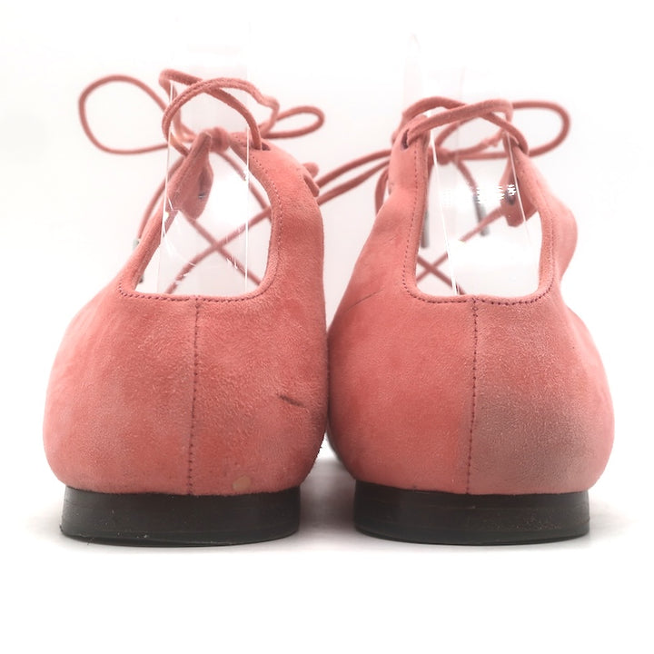 Jimmy Choo Vernie Lace-Up Flat Sandals Salmon Suede Size 38