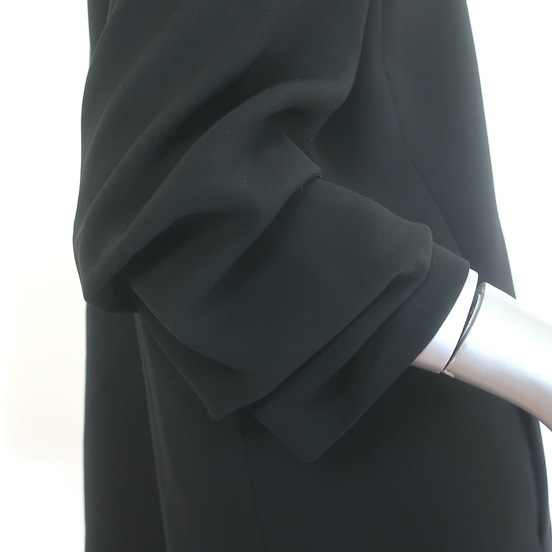 Lafayette 148 Cole Ruched-Sleeve Blazer Black Crepe Size Medium