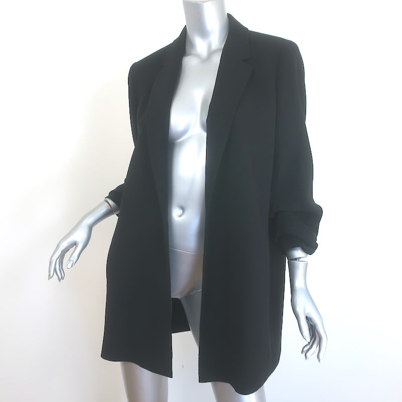 Lafayette 148 Cole Ruched-Sleeve Blazer Black Crepe Size Medium