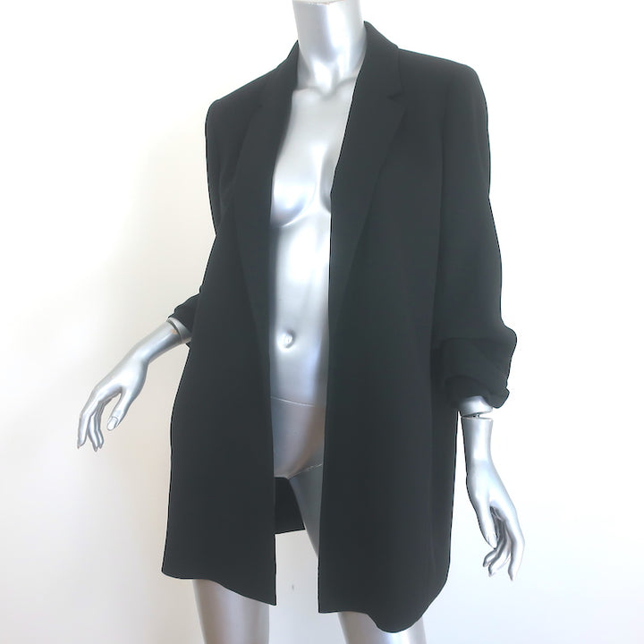 Lafayette 148 Cole Ruched-Sleeve Blazer Black Crepe Size Medium