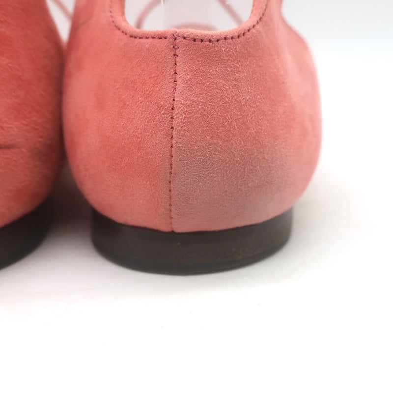 Jimmy Choo Vernie Lace-Up Flat Sandals Salmon Suede Size 38