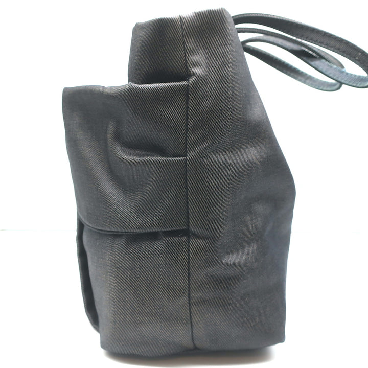 Valentino Bow Tote Dark Gray Coated Canvas Medium Shoulder Bag