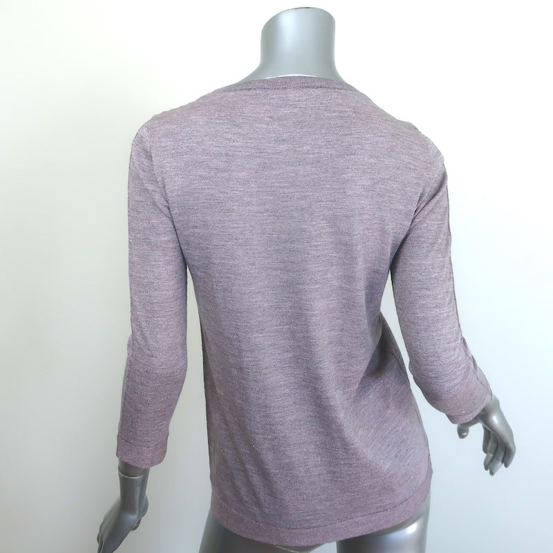 Amina Rubinacci Metallic Knit Crewneck Sweater Lavender Size 42