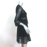 Self-Portrait Lace-Up Mini Dress Black Guipure Lace Size US 6 Bell Sleeve
