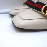 Gucci Peyton GG Marmont Pearl-Heel Loafer Pumps Cream Leather Size 36