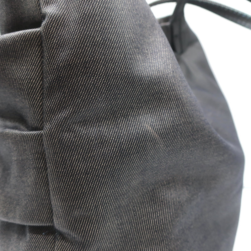 Valentino Bow Tote Dark Gray Coated Canvas Medium Shoulder Bag
