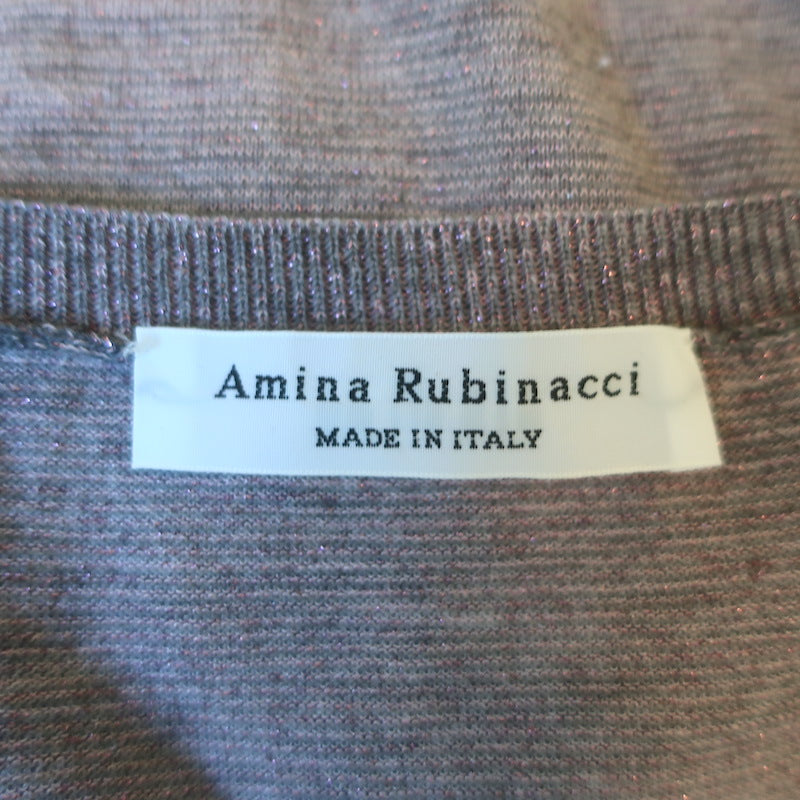 Amina Rubinacci Metallic Knit Crewneck Sweater Lavender Size 42