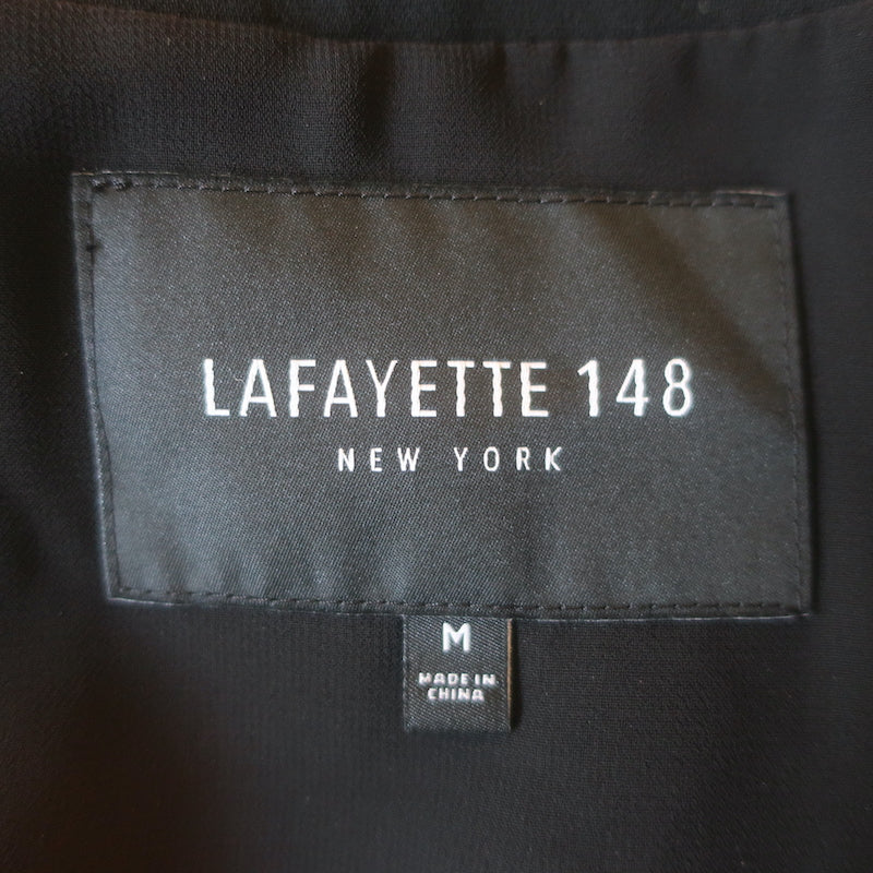 Lafayette 148 Cole Ruched-Sleeve Blazer Black Crepe Size Medium