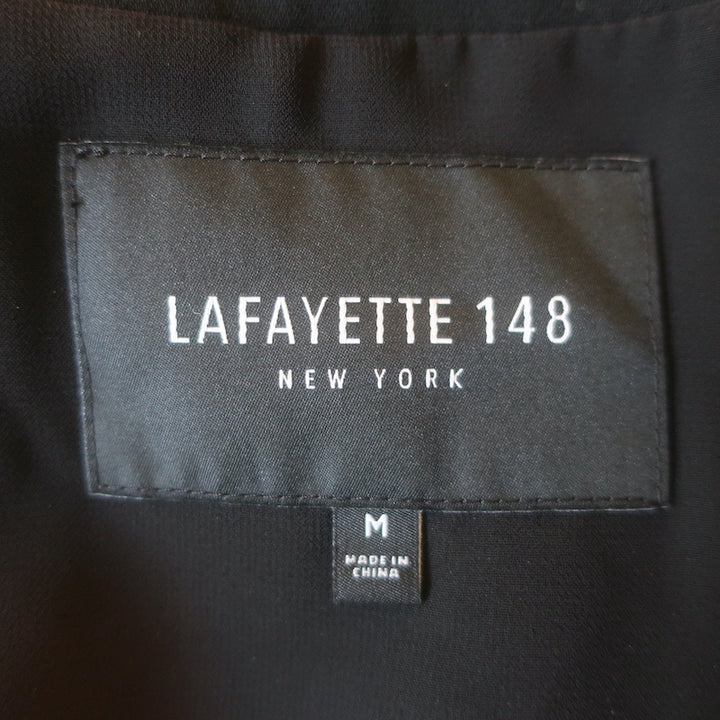 Lafayette 148 Cole Ruched-Sleeve Blazer Black Crepe Size Medium