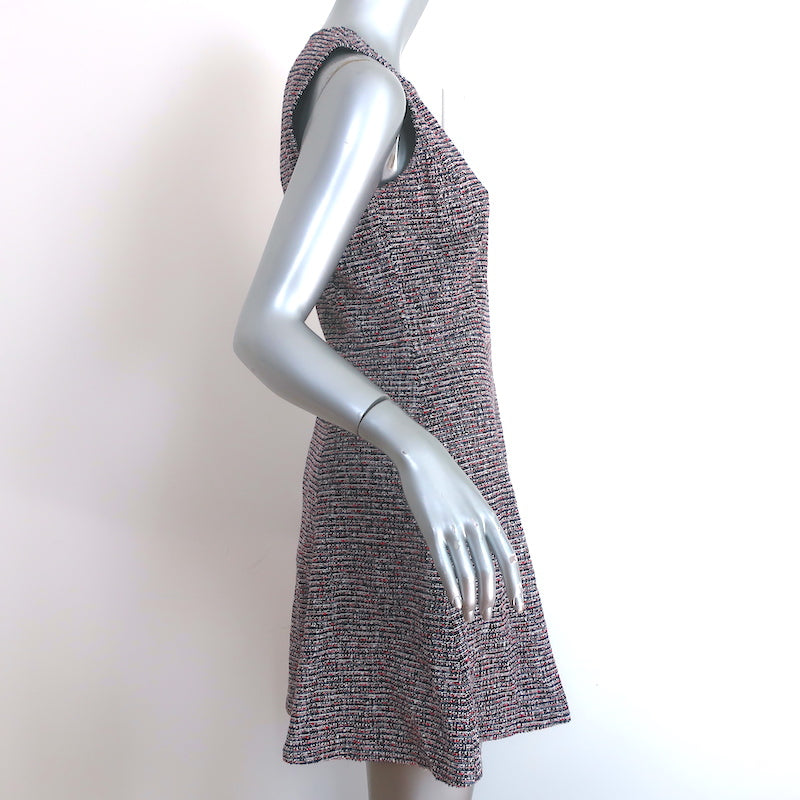 Theory Tillora Sleeveless Fit &amp; Flare Mini Dress Black/Red Cotton-Blend Size 6