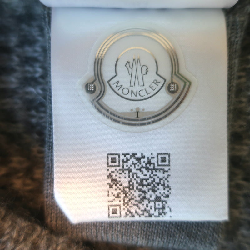 Moncler Girocollo Tricot Argyle Crewneck Sweater Gray Mohair-Blend Size Small