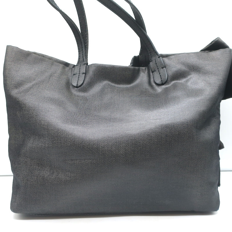 Valentino Bow Tote Dark Gray Coated Canvas Medium Shoulder Bag