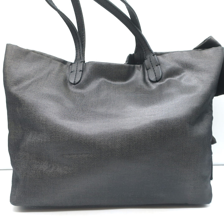 Valentino Bow Tote Dark Gray Coated Canvas Medium Shoulder Bag