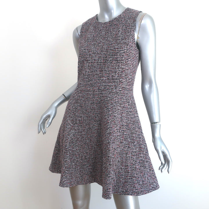 Theory Tillora Sleeveless Fit &amp; Flare Mini Dress Black/Red Cotton-Blend Size 6