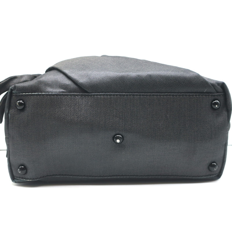 Valentino Bow Tote Dark Gray Coated Canvas Medium Shoulder Bag