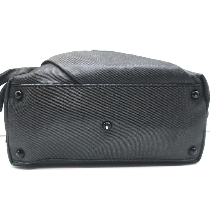 Valentino Bow Tote Dark Gray Coated Canvas Medium Shoulder Bag