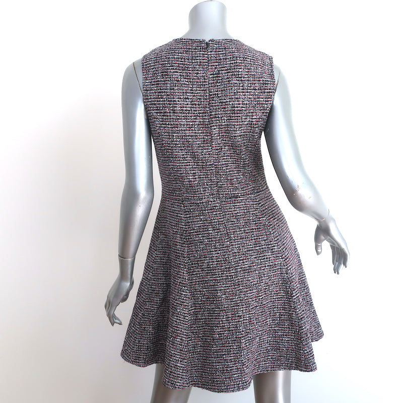 Theory Tillora Sleeveless Fit &amp; Flare Mini Dress Black/Red Cotton-Blend Size 6