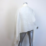 James Perse x Faliero Sarti Fringed Gauze Shawl Scarf Cream Wool-Silk
