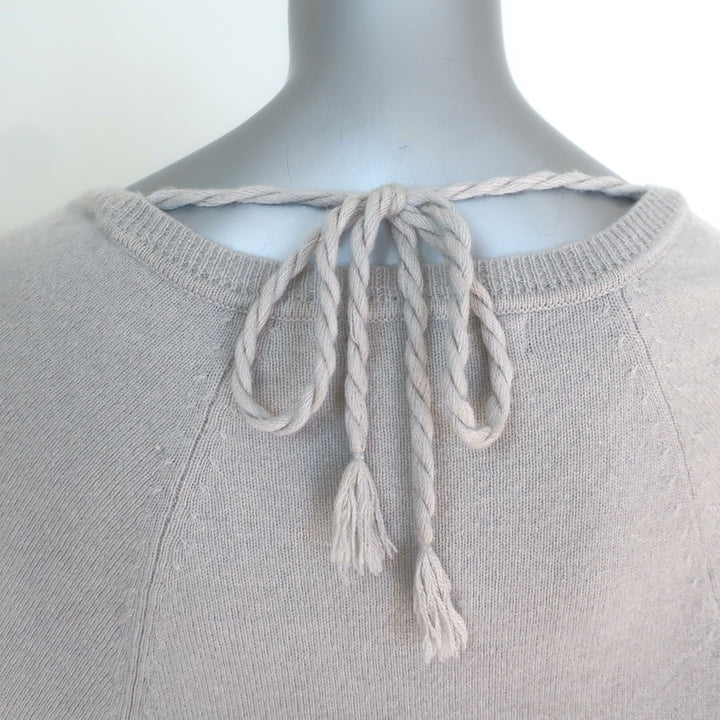 27 Miles Malibu Crochet-Fringed Cashmere Poncho Light Gray One Size