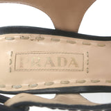 Prada Crisscross Platform Sandals Black Leather Size 36.5 Slingback Heels