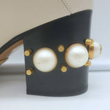 Gucci Peyton GG Marmont Pearl-Heel Loafer Pumps Cream Leather Size 36