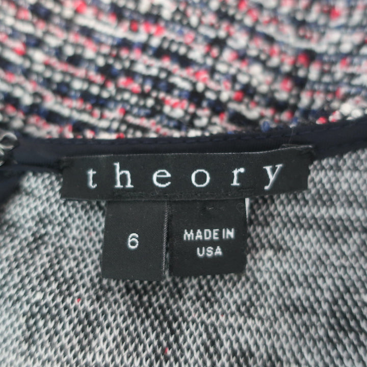 Theory Tillora Sleeveless Fit &amp; Flare Mini Dress Black/Red Cotton-Blend Size 6